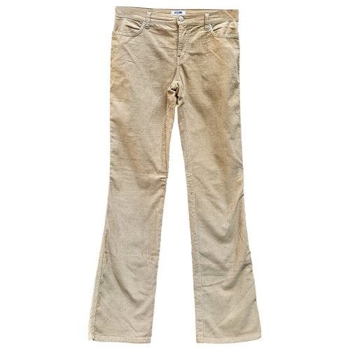 Pre-owned Moschino Velvet Straight Pants In Beige