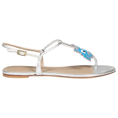 Pre-owned Anya Hindmarch Leather Sandal In Silver