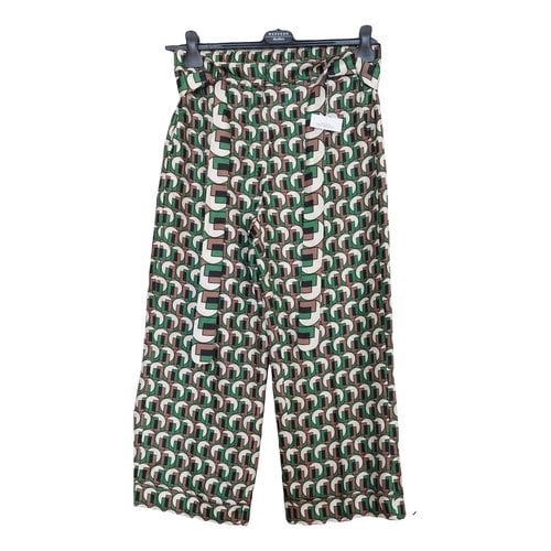 Pre-owned Max Mara Silk Trousers In Green