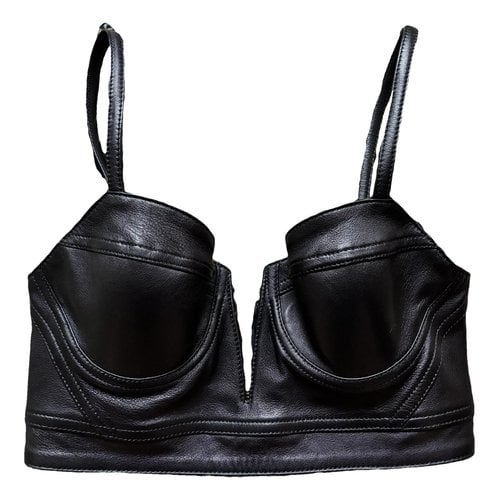 Pre-owned Balmain Leather Camisole In Black