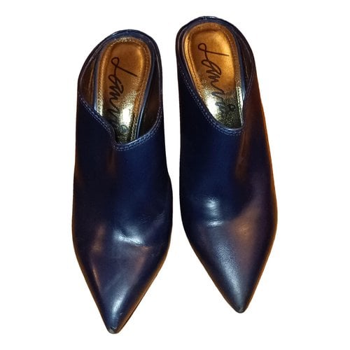 Pre-owned Lanvin Leather Mules & Clogs In Blue