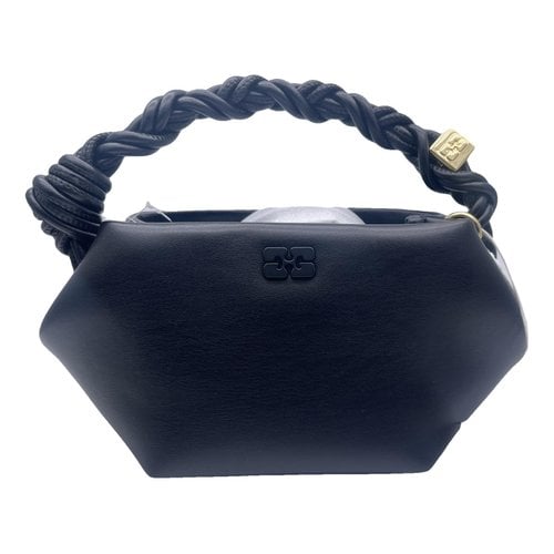 Pre-owned Ganni Vegan Leather Handbag In Black