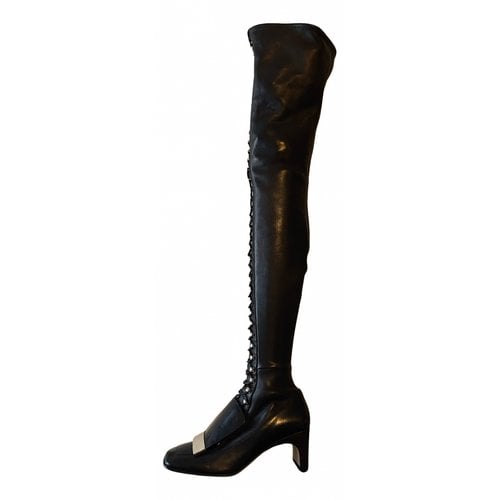 Pre-owned Sergio Rossi Sr1 Leather Boots In Black