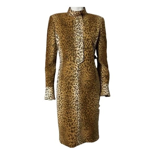 Pre-owned Valentino Wool Mid-length Dress In Brown