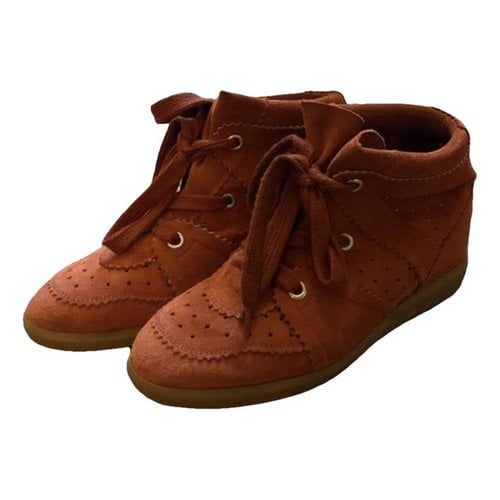 Pre-owned Isabel Marant Bobby Leather Trainers In Orange