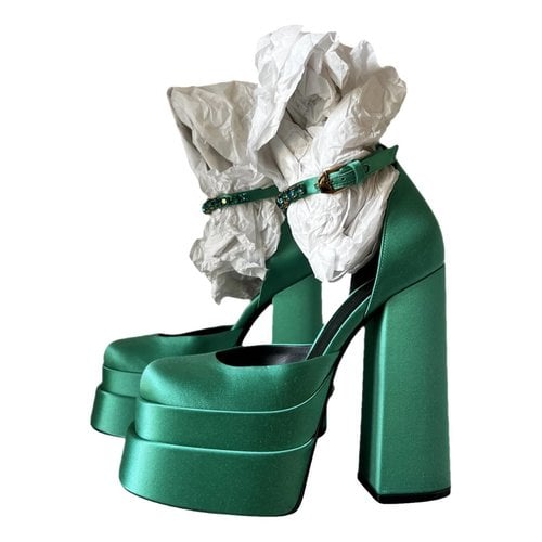 Pre-owned Versace Cloth Boots In Green