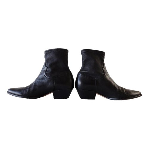 Pre-owned Tamara Mellon Leather Ankle Boots In Black