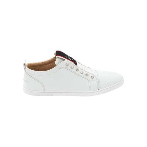 Pre-owned Christian Louboutin Louis Leather Trainers In White