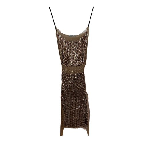 Pre-owned Prada Silk Mid-length Dress In Brown