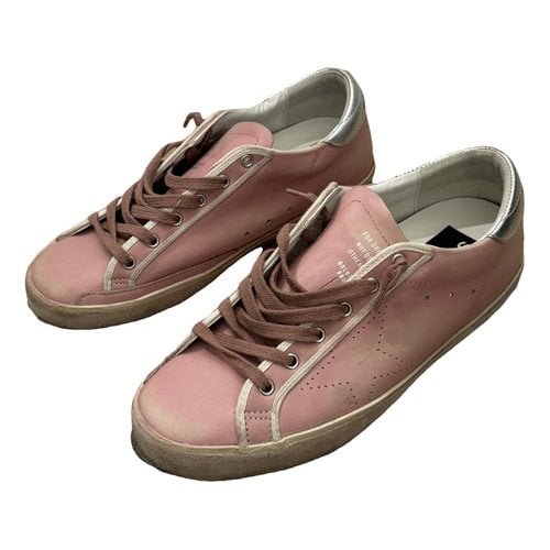 Pre-owned Golden Goose Superstar Leather Trainers In Pink