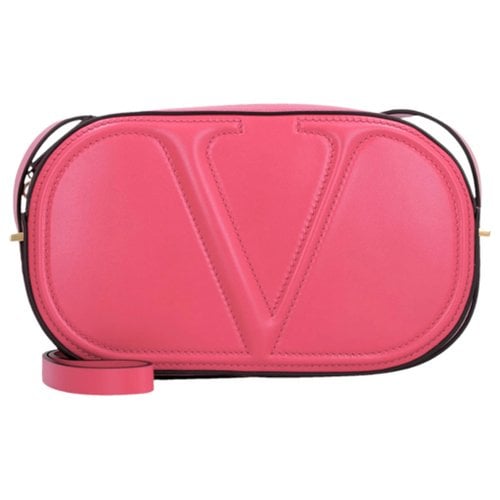 Pre-owned Valentino Garavani Vlogo Leather Crossbody Bag In Pink