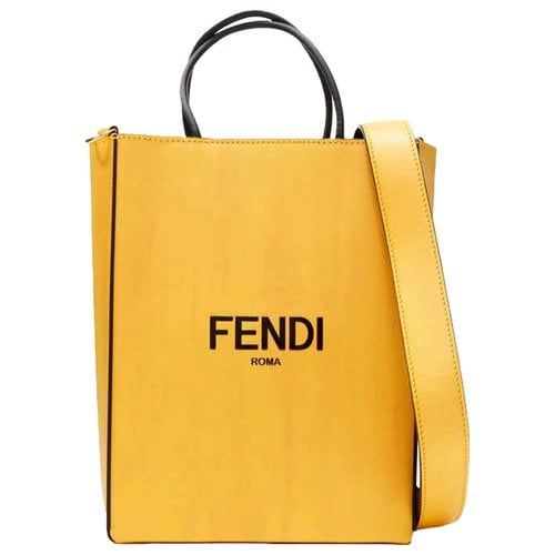 Pre-owned Fendi Ff Leather Crossbody Bag In Yellow