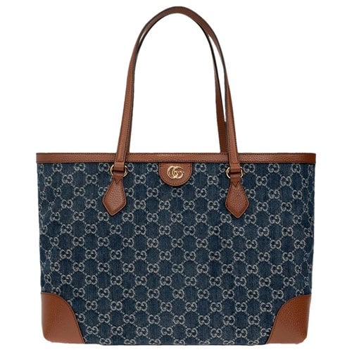 Pre-owned Gucci Ophidia Leather Tote In Blue