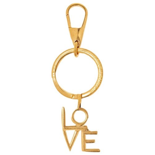 Pre-owned Saint Laurent Monogramme Leather Key Ring In Gold