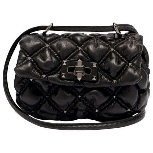 Pre-owned Valentino Garavani Rockstud Leather Crossbody Bag In Black