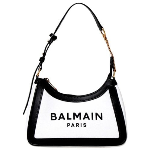 Pre-owned Balmain Bbag 18 Leather Handbag In White