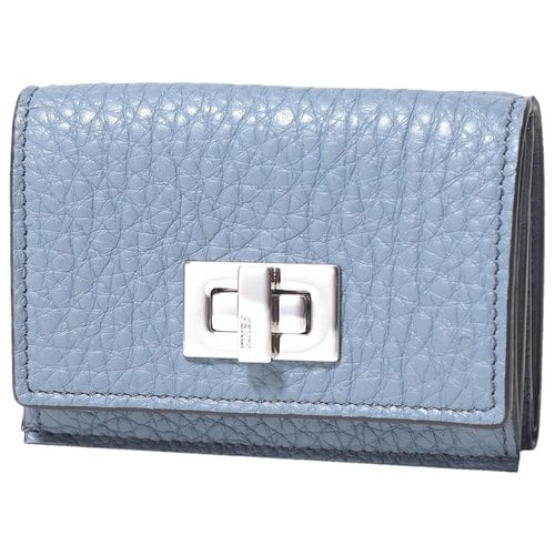 Pre-owned Fendi Baguette Leather Wallet In Blue