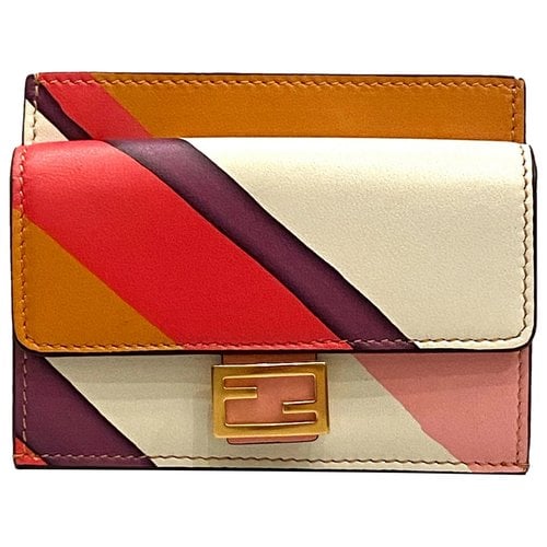 Pre-owned Fendi Baguette Leather Wallet In Pink