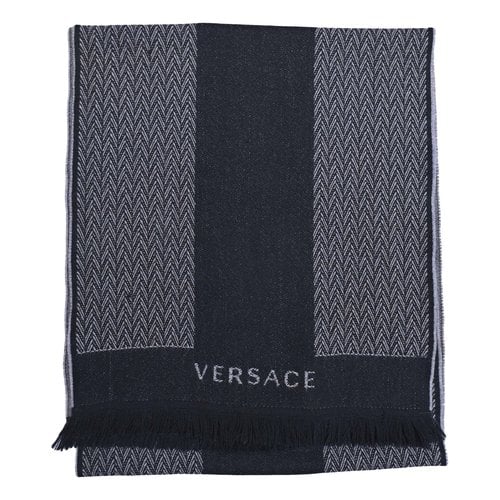 Pre-owned Versace Wool Scarf In Grey