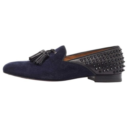 Pre-owned Christian Louboutin Cloth Flats In Navy