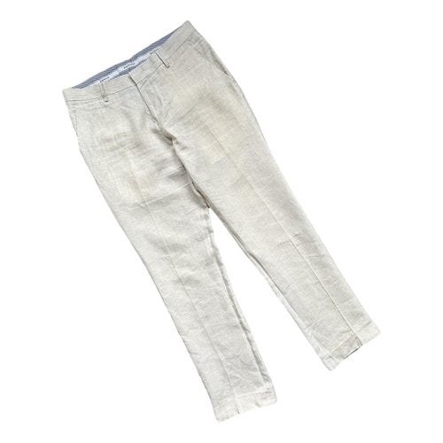 Pre-owned Balmain Linen Trousers In Beige
