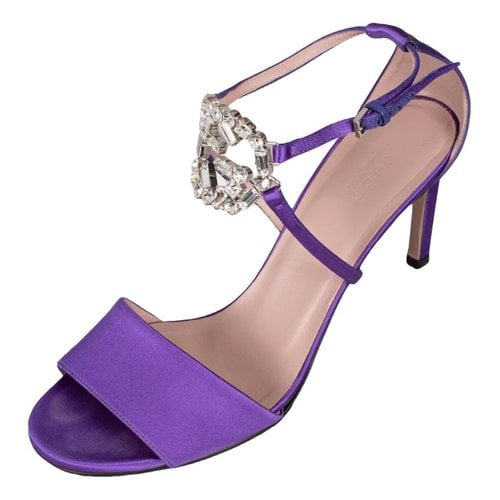 Pre-owned Gucci Double G Cloth Sandal In Purple
