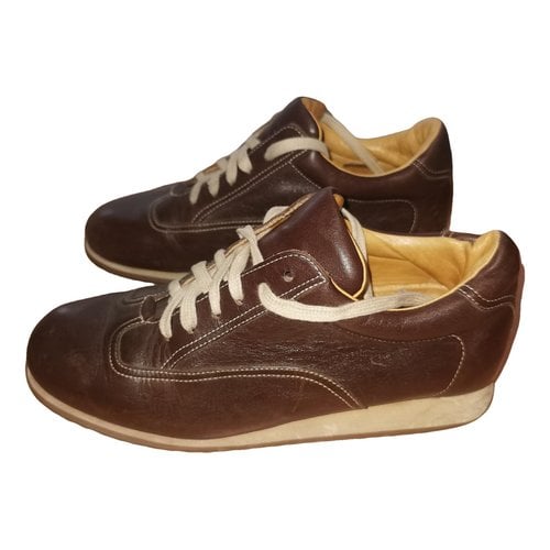 Pre-owned Santoni Leather Trainers In Brown