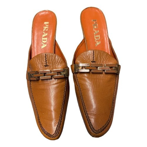 Pre-owned Prada Leather Heels In Orange