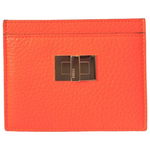 Pre-owned Fendi Baguette Leather Wallet In Orange