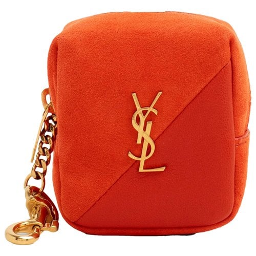 Pre-owned Saint Laurent Leather Key Ring In Orange