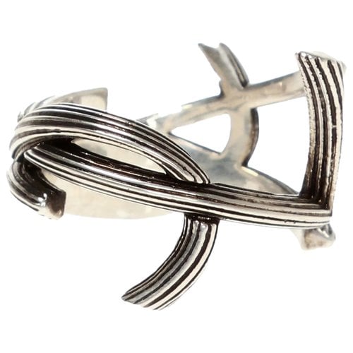 Pre-owned Saint Laurent Leather Bracelet In Silver