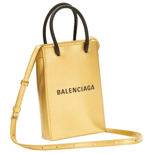 Pre-owned Balenciaga Shopping North South Leather Crossbody Bag In Gold