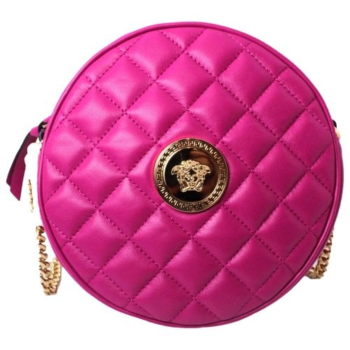 Pre-owned Versace La Medusa Leather Crossbody Bag In Pink