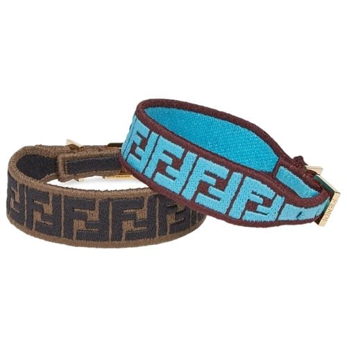 Pre-owned Fendi Ff Leather Bracelet In Blue