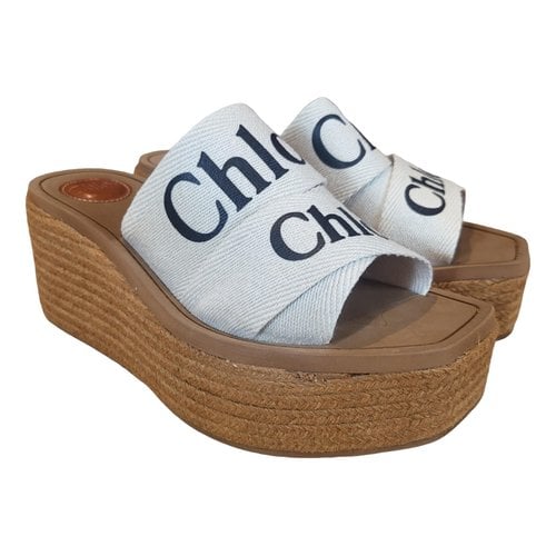 Pre-owned Chloé Woody Cloth Sandal In White