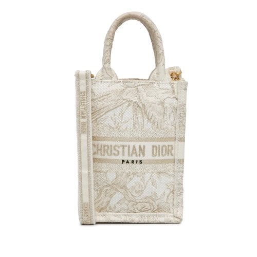 Pre-owned Dior Book Tote Cloth Crossbody Bag In White