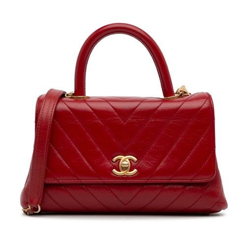 Pre-owned Chanel Coco Handle Leather Crossbody Bag In Red