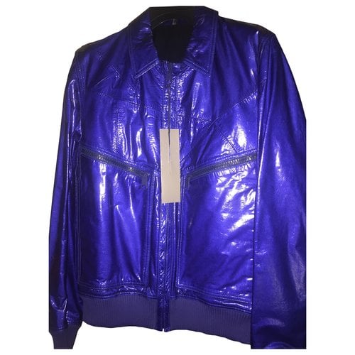 Pre-owned Dior Leather Jacket In Blue