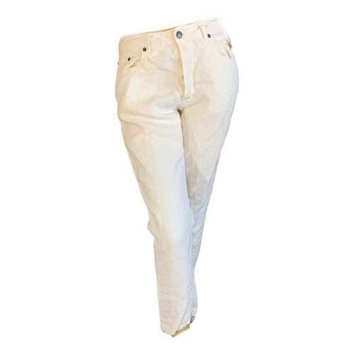 Pre-owned Etro Linen Straight Pants In Ecru