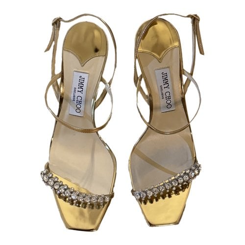 Pre-owned Jimmy Choo Shiloh Leather Sandal In Gold