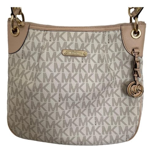 Pre-owned Michael Kors Jet Set Leather Tote In White