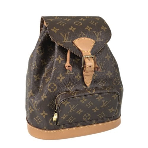 Pre-owned Louis Vuitton Montsouris Cloth Backpack In Brown