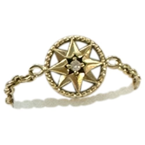 Pre-owned Dior Rose Des Vents Yellow Gold Ring In White