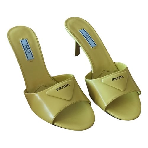 Pre-owned Prada Leather Sandal In Yellow