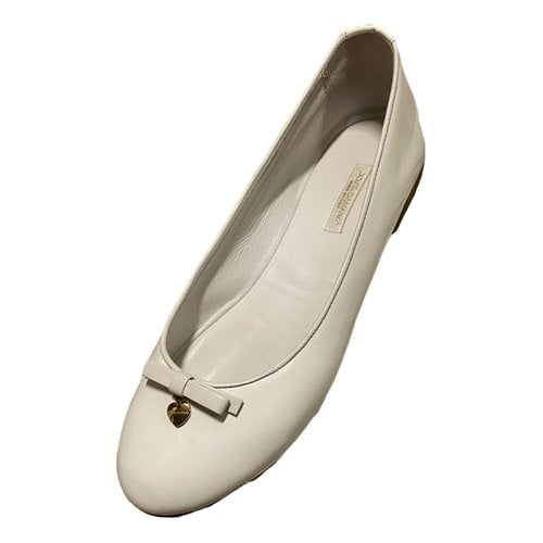 Pre-owned Dolce & Gabbana Leather Ballet Flats In White