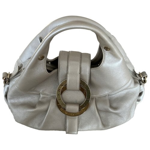 Pre-owned Bvlgari Chandra Leather Handbag In Silver