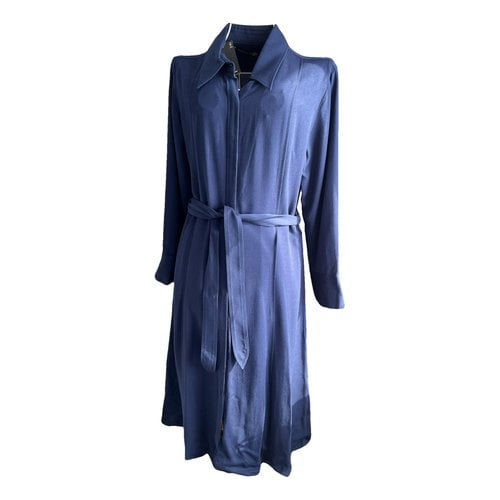 Pre-owned Massimo Dutti Wool Mid-length Dress In Blue