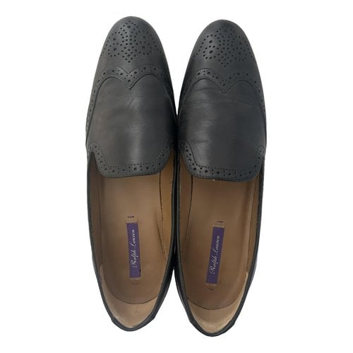 Pre-owned Ralph Lauren Purple Label Leather Flats In Black