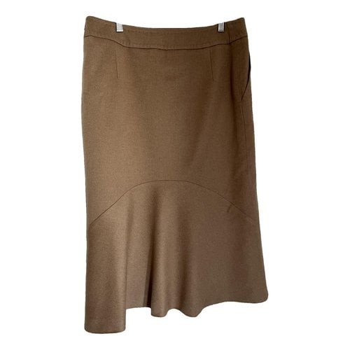 Pre-owned Max Mara Cashmere Mid-length Skirt In Camel