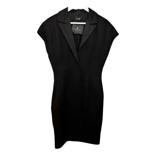 Pre-owned Lanvin Wool Mid-length Dress In Black